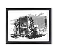 Banksy Spies CIA FBI Graffiti Wall Art V1 Modern Framed Print | A2 Black Framed Wall Art | Ready to Hang | Eclectic Nature Picture | Living Room Bedroom Lounge Office