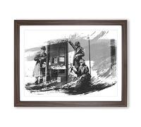 Banksy Spies CIA FBI Graffiti Wall Art V1 Modern Framed Wall Art Print, Ready to Hang Picture for Living Room Bedroom Home Office Décor, Walnut A2 (64 x 46 cm)