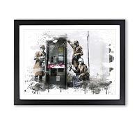Banksy Spies CIA FBI Graffiti Wall Art V3 Modern Framed Print | A4 Black Framed Wall Art | Ready to Hang | Eclectic Nature Picture | Living Room Bedroom Lounge Office