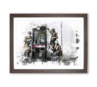 Banksy Spies CIA FBI Graffiti Wall Art V3 Modern Framed Print | A4 Walnut Framed Wall Art | Ready to Hang | Eclectic Nature Picture | Living Room Bedroom Lounge Office