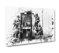 Banksy Spies CIA FBI Graffiti Wall Art V4 Modern Canvas Wall Art Print Ready to Hang, Framed Picture for Living Room Bedroom Home Office Décor, 30x20 Inch (76x50 cm)