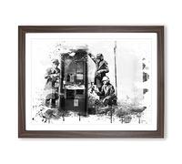 Banksy Spies CIA FBI Graffiti Wall Art V4 Modern Framed Wall Art Print, Ready to Hang Picture for Living Room Bedroom Home Office Décor, Walnut A3 (46 x 34 cm)