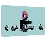BANKSY STAWBERRY DONUT PAINT PRINT ON FRAMED CANVAS WALL ART LANDSCAPE 40 x 30 inch-18mm depth