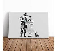 Banksy Stop Search Dorothy Graffiti Wall Art | Canvas Wall Art Print | Framed & Ready to Hang Picture | Modern Home Decor for Living Room, Bedroom, Kitchen or Office | 36x24 Inches