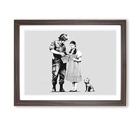 Banksy Stop Search Dorothy Graffiti Wall Art Modern Framed Wall Art Print, Ready to Hang Picture for Living Room Bedroom Home Office Décor, Walnut A2 (64 x 46 cm)