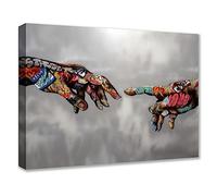 Banksy Street Art Decor Graffiti Wall Art Aamd Hand of God Paintings for Bedroom Hands Pictures Norse Artwork 1 Pieces Home Decor Framed Ready to Hang Poster and Prints (16''W x 24''H)