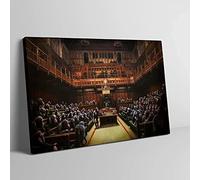 Banksy Street Art Devolved Parliament Canvas Wall Posters and Prints Monkey Meeting Paintings Animals Pictures Home Decor 50x75cm(20x30inch) Unframed