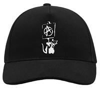 Banksy Street Art DMC Anarchy Rat Holding Sign Urban tag Comfortable Unisex Brushed Cotton Baseball Trucker Cap with Buckle Black