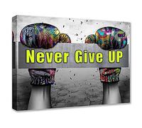 Banksy Street Art Graffiti Hand Gloves Pictures Never Give Up Quotes Paintings Artwork for Living Room Gift 1 Pieces Canvas Wall Art Nordic Home Decor Ready to Hang Poster and Prints (16''W x 24''H)