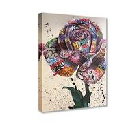 Banksy Street Art Graffiti Rose Pictures Beautiful Flower Romantic Paintings Artwork for Living Room Gift 1 Pieces Canvas Wall Art Nordic Home Decor Ready to Hang Poster and Prints (16''W x 24''H)
