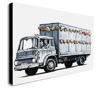 Banksy Street Art - Meat Truck - CANVAS WALL ART Framed Print - Various Sizes (A1 32x24 inches)