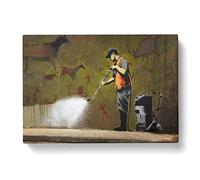 Banksy Street Cleanup Graffiti Wall Art Modern Canvas Wall Art Print Ready to Hang, Framed Picture for Living Room Bedroom Home Office Décor, 60x40 cm (24x16 Inch)