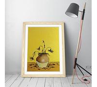 Banksy Sunflowers Van Gogh Framed Wall Art Picture Print - A3 - Light Oak Frame