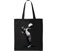 Banksy There Is Always Hope Little Boy With A Chain Natural Ecological Cotton Tote Bag Black