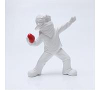 Banksy Throwing Heart Shaped Stone Boy Ornament Thrower Statue Figuras Decorativas Model Modern Figure Stable Collectible Sculpture Decoration Polyresin Figure For Desktop,Table,Living Room(Blanc)