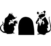 Banksy - Two rats with mouse hole - Wall Sticker/Laptop/Car Sticker (X-Small: 15cm x 30cm / 6" x 12")