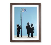 Banksy Very Little Helps Wall Graffiti Art Modern Framed Print | A2 Walnut Framed Wall Art | Ready to Hang | Eclectic Nature Picture | Living Room Bedroom Lounge Office