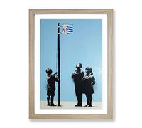 Banksy Very Little Helps Wall Graffiti Art Modern Framed Print | A4 Oak Framed Wall Art | Ready to Hang | Eclectic Nature Picture | Living Room Bedroom Lounge Office