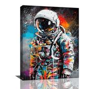 Banksy Wall Art Graffiti Astronaut Pictures Wall Decor Space Themed Canvas Prints Framed Artwork Paintings Poster for Home Bedroom Bathroom Kids Boys Girls Bedroom Office Living Room 12"x16"