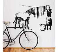 Banksy Wall Decal ZEBRA STRIPES LAUNDRY Street Art Sticker, Urban Wall Art, Vinyl Art Waterproof Murals 86x57cm