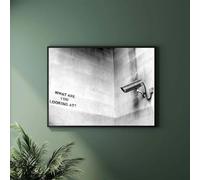 Banksy - What Are You Looking At Art Print - Iconic Street Art Poster, Urban Graffiti Wall Art, Modern Contemporary Home Decor, A3/A4 Size Options (A4 Framed (Black))