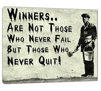 Banksy Winners are Not Those Picture Paint Picture Reproduction Print On Framed Canvas Wall Art Home Decoration 20’’ x 12" inch(50x 30 cm) -18mm Depth