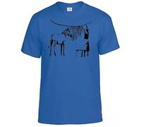 Banksy Zebra Wash Street Zebra Washing Art Graffiti Design Print t-Shirt Funny Fun T Shirt Top(Royal Blue,M)