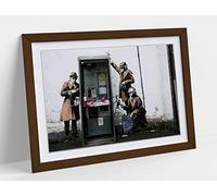BanksyGraffiti Artwork Spies Framed Wall Art Print Picture - A3 - Walnut Frame