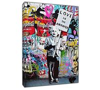 Bankys Love is The Answer Einstein Picture Paint Picture Reproduction Print On Framed Canvas Wall Art Home Decoration 20’’ x 16" inch(50x 40 cm) -38mm Depth