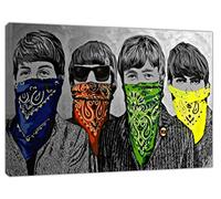 Bankys" THE BEATLES BANDANNA" in B/W Picture Paint Picture Reproduction Print On Framed Canvas Wall Art Home Decoration 24’’ x 16"inch(60x 40 cm) -18mm depth