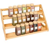 Banlilus Spice Rack - Tiered Spice Rack Organization for Cabinet - 3 Tier Bamboo Display Spice Shelf for Countertop