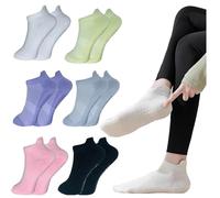 BANLMEYD 6 Pairs Pilates Socks, Yoga Socks for Women Non Slip, White Green Purple Gray Pink Black, Suitable for Ballet, Barefoot Training, Dance, Fitness, Travel, Trampoline, Running