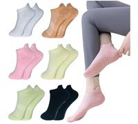 BANLMEYD 6 Pairs Pilates Socks Yoga Socks for Women Non Slip, White Orange Pink Yellow Green Black, Suitable for Ballet, Barefoot Training, Dance, Fitness, Travel, Trampoline, Running