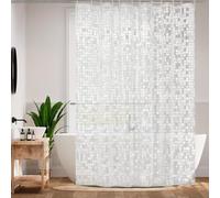 BANLMEYD Shower Curtain, 3d Geometry PEVA Bathroom Curtains Shower Curtains Mould Proof Resistant 180x180cm with Metal Grommets for Wet Rooms, Shower, Bath