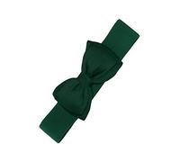 Banned 1950's Elasticated Bow Rockabilly Belt - Dark Green (Medium - UK 10-16)