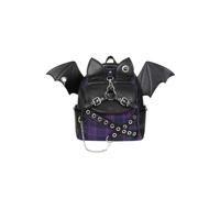 Banned Afterparty Chaos Backpack Purple Tartan Bat Wing Goth Bag