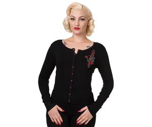 Banned Anchor Retro Vintage Rockabilly 50's Top Cardigan - Black (L - UK 14)