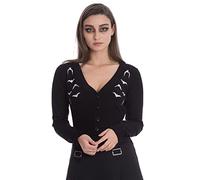 Banned Apparel Black Gothic Punk Emo Embroidery Bat Lady V-Neck Knitted Cardigan (as8, Alpha, s, Regular, Regular)