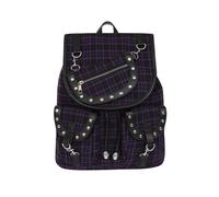 BANNED Apparel Purple Check Punk Emo Rockabilly Gothic Studded Yamy Bag Backpack