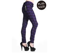 BANNED Apparel Purple Tartan Check Punk Emo Stretch Rockabilly PLUS Trousers