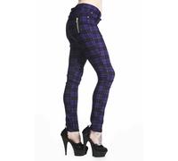 BANNED Apparel Purple Tartan Check Skinny Punk Emo Stretch Rockabilly Trousers