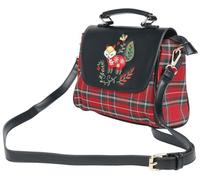Banned Apparel Scandi Christmas Fox Satchel Tartan Plaid Handbag