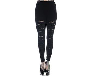 Banned Apparel Slashed Black Leggings Black/Black S