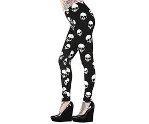 Banned Apparel White Skulls Leggings Black L