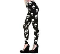 BANNED Apparel Womens Black Gothic Emo Punk Rockabilly White Skulls Leggings