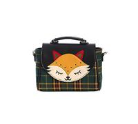 Banned Apparel Womens Black Green Tartan Plaid Scandi Fox Handbag Foxy Bag