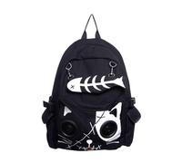 Banned Backpack, White - Skele Kitty School Bag, Speaker Bag