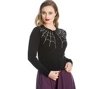 Banned Black Gothic Vintage Retro Rockabilly Under Her Web Spell Cardigan (as8, Alpha, l, Regular, Petite)