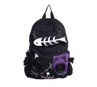 Banned Black/Purple Gothic Kitty Cat Speaker Waterproof Backpack Rucksack Bag