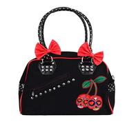 BANNED BLACK RED SUGAR SKULL CHERRY BOMB HANDBAG BAG TATTOO ROCKABILLY BEDLAM